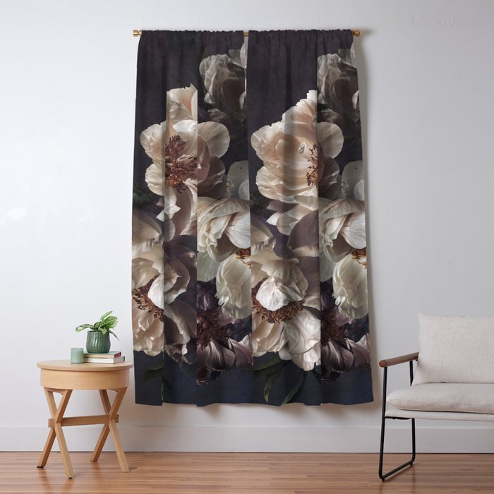 Midnight Peonies  Window Curtain Gallery Image 1