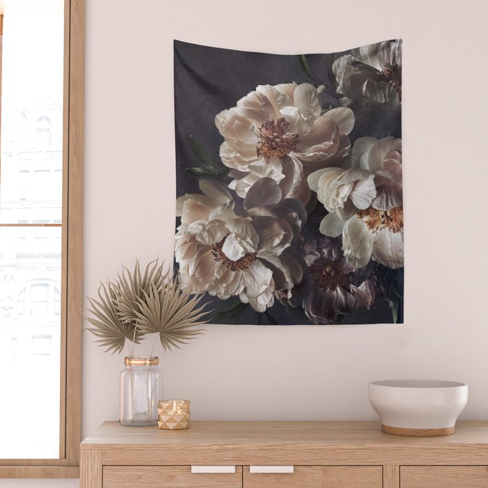 Midnight Peonies  Wall Tapestry Gallery Image 2