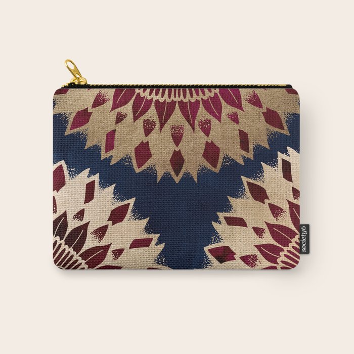 Bohemian Gold Navy Burgundy Hand Drawn Mandala Carry All Pouch Gallery Image 1