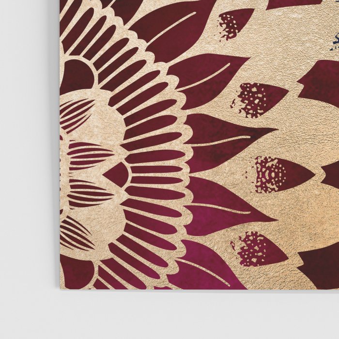 Bohemian Gold Navy Burgundy Hand Drawn Mandala Poster Gallery Image 3