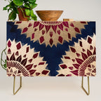 Bohemian Gold Navy Burgundy Hand Drawn Mandala Credenza Gallery Image 1