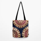 Bohemian Gold Navy Burgundy Hand Drawn Mandala Tote Bag Gallery Image 2