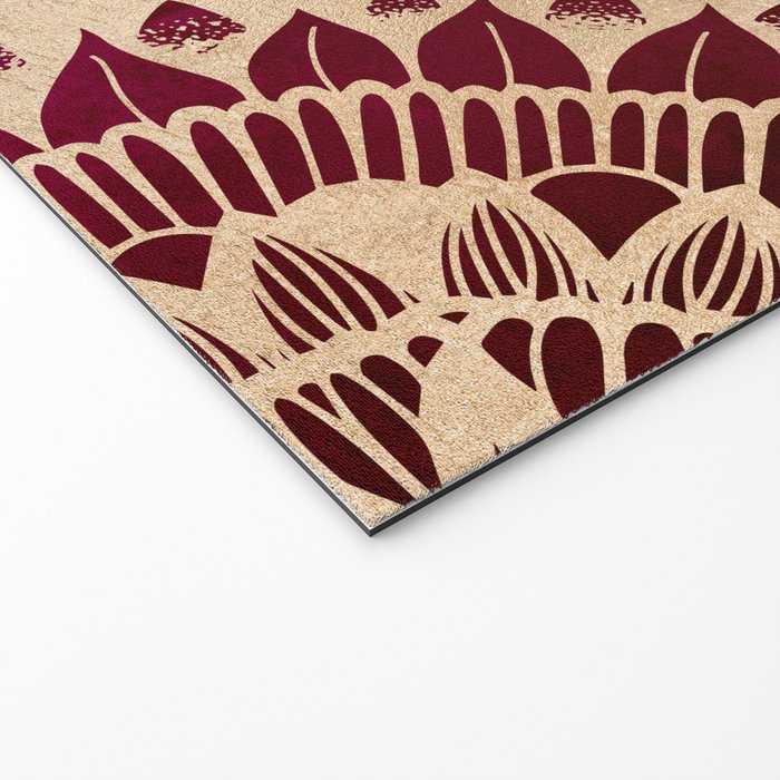 Bohemian Gold Navy Burgundy Hand Drawn Mandala Welcome Mat Gallery Image 2