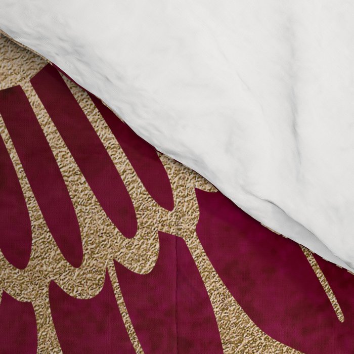 Bohemian Gold Navy Burgundy Hand Drawn Mandala Comforter Gallery Image 4