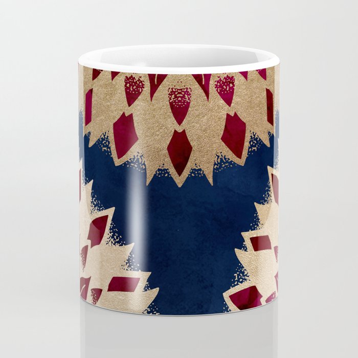 Bohemian Gold Navy Burgundy Hand Drawn Mandala Coffee Mug Gallery Image 4