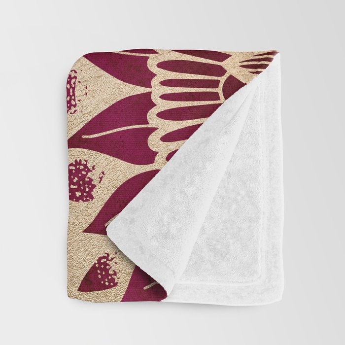 Bohemian Gold Navy Burgundy Hand Drawn Mandala Throw Blanket Gallery Image 3