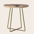 Bohemian Gold Navy Burgundy Hand Drawn Mandala Side Table Gallery Image 1