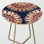 Bohemian Gold Navy Burgundy Hand Drawn Mandala Side Table Gallery Image 2