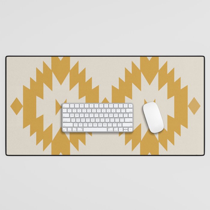 Southwestern Minimalism - Golden Yellow Neutral Beige Desk Mat Gallery Image 1