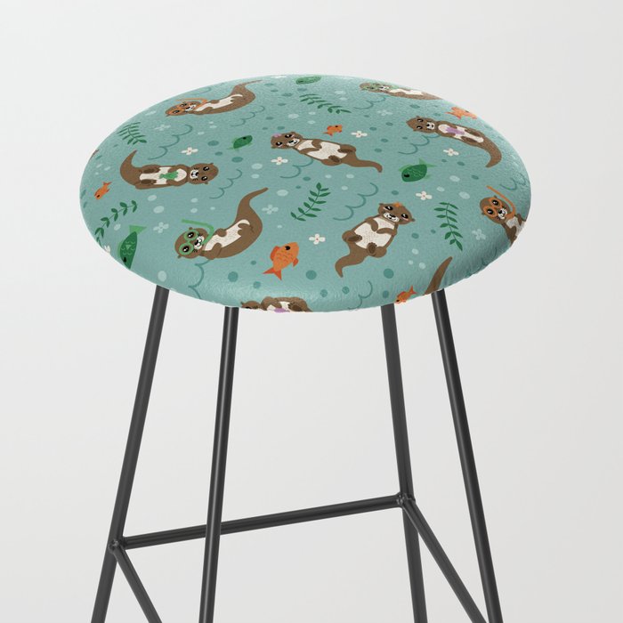 Kawaii Otters Playing Underwater Stool Gallery Image 2