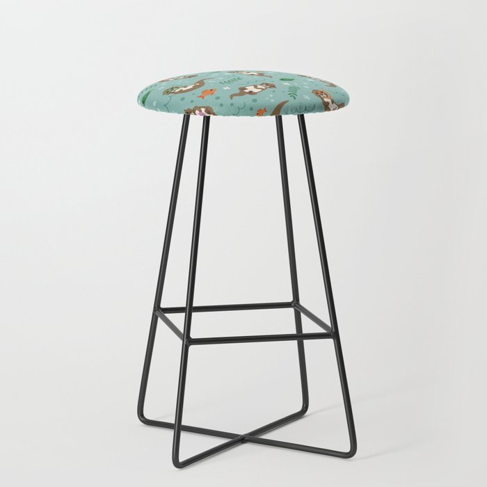 Kawaii Otters Playing Underwater Stool Gallery Image 1