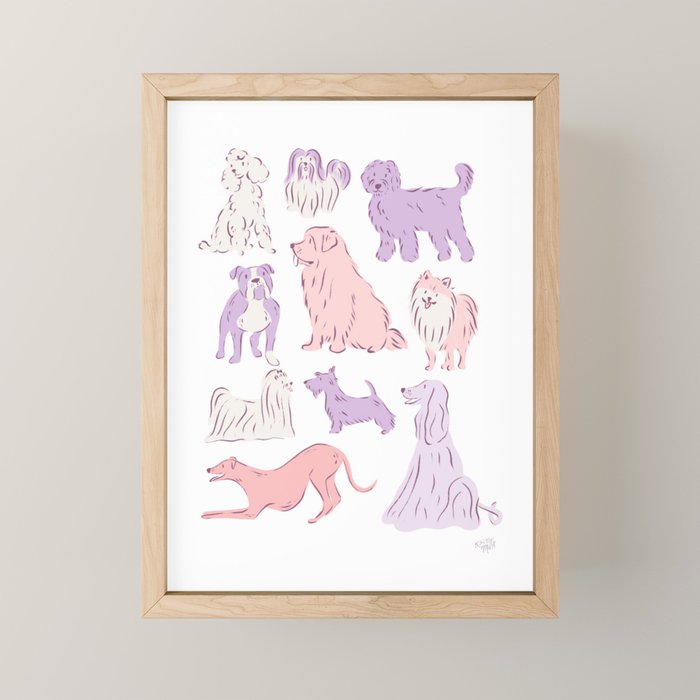 Pink and Purple Dogs 2 Mini Art Print Gallery Image 1