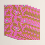 Fashionable cats with Christmas hats and gifts in fuchsia pink background  Wrapping Paper Gallery Image 3