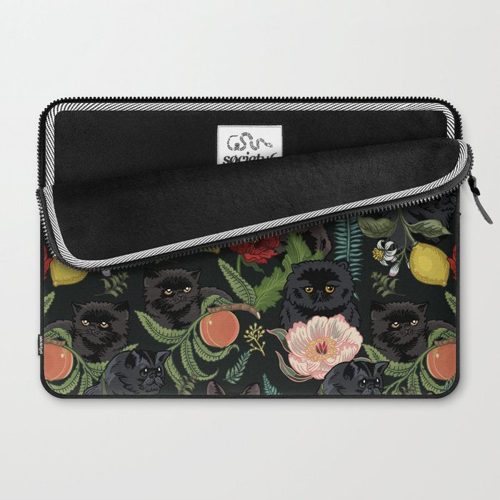 Botanical and Black Cats Laptop Sleeve Gallery Image 2