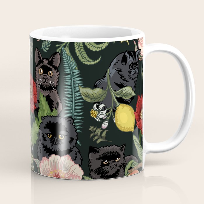 Botanical and Black Cats Coffee Mug Gallery Image 1