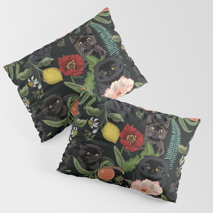 Botanical and Black Cats Pillow Sham Gallery Image 3