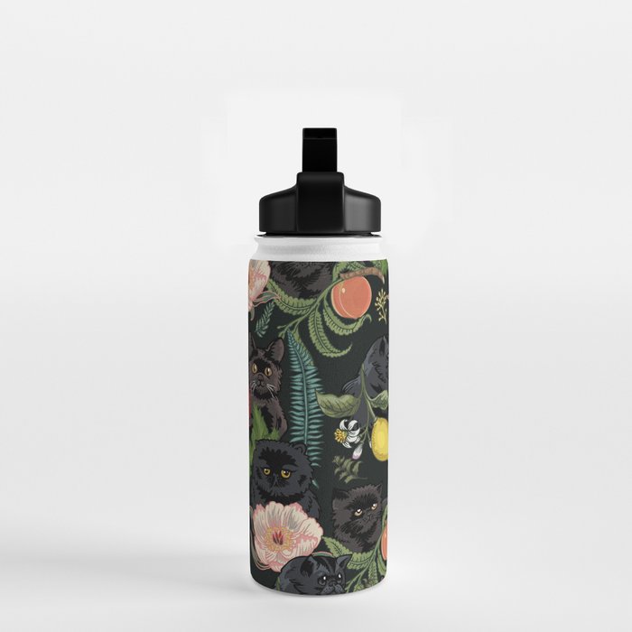 Botanical and Black Cats Water Bottle Gallery Image 2