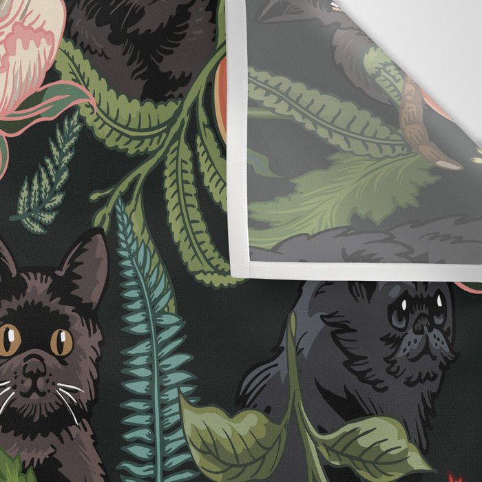 Botanical and Black Cats Wall Tapestry Gallery Image 3