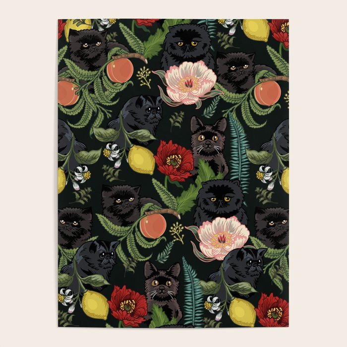 Botanical and Black Cats Poster Gallery Image 1