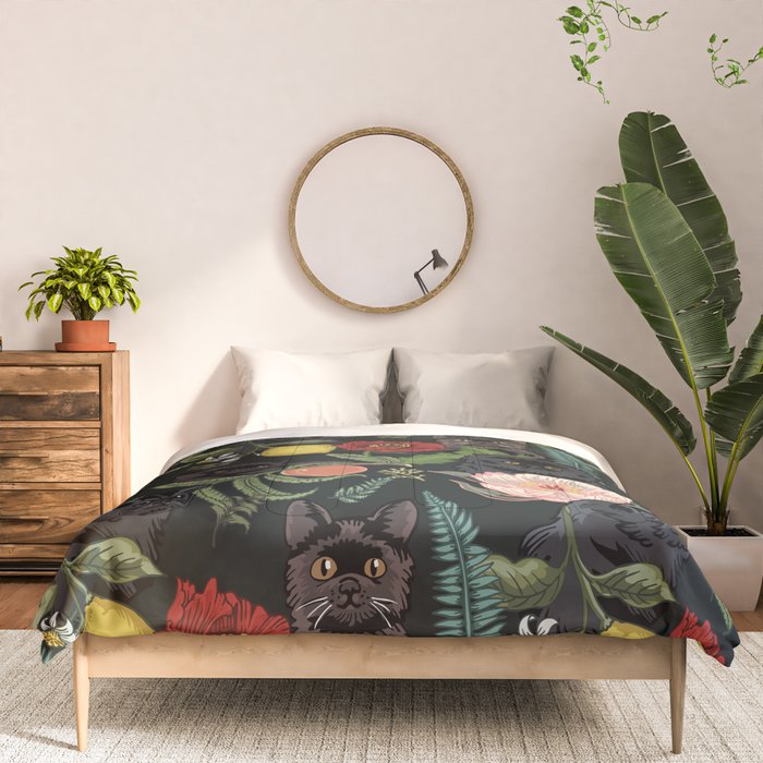 Botanical and Black Cats Comforter Gallery Image 3