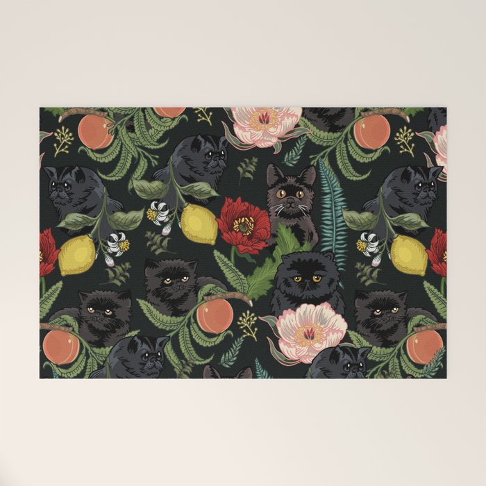Botanical and Black Cats Welcome Mat Gallery Image 1