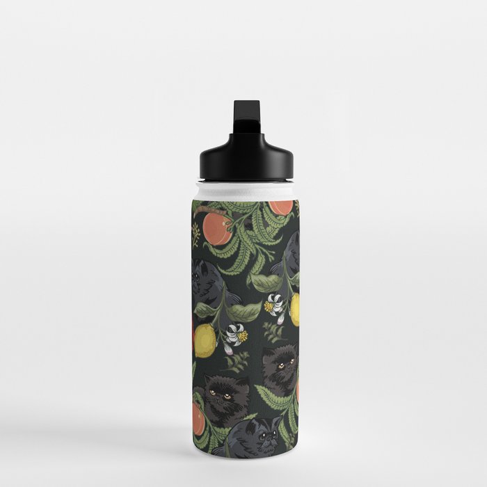 Botanical and Black Cats Water Bottle Gallery Image 3