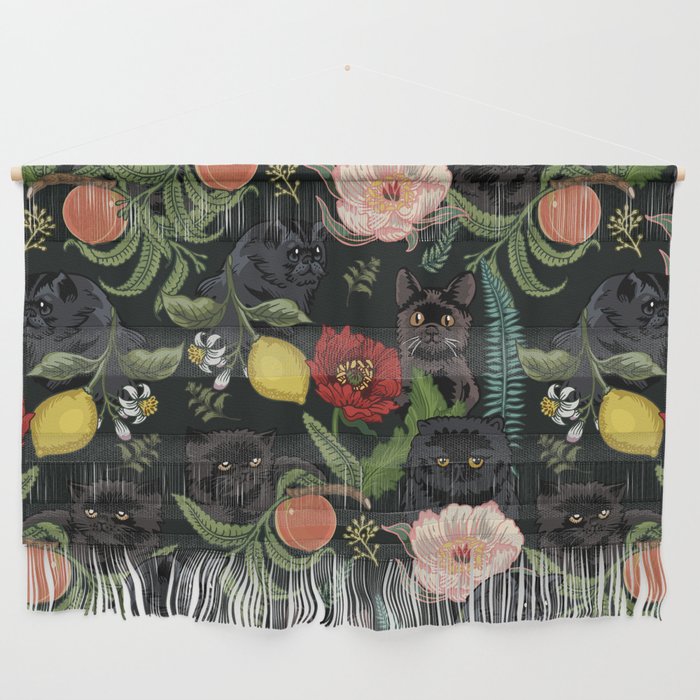 Botanical and Black Cats Wall Hanging Gallery Image 1