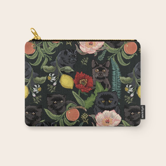Botanical and Black Cats Carry All Pouch Gallery Image 1