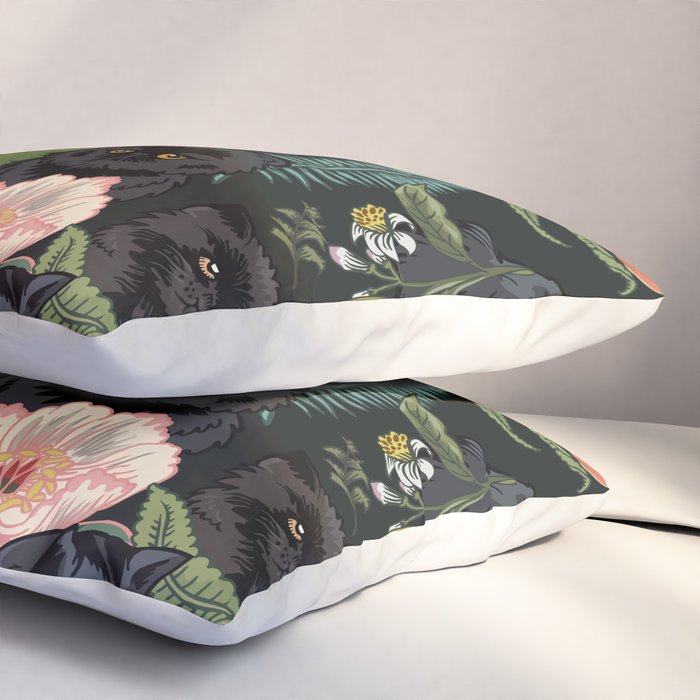 Botanical and Black Cats Pillow Sham Gallery Image 3