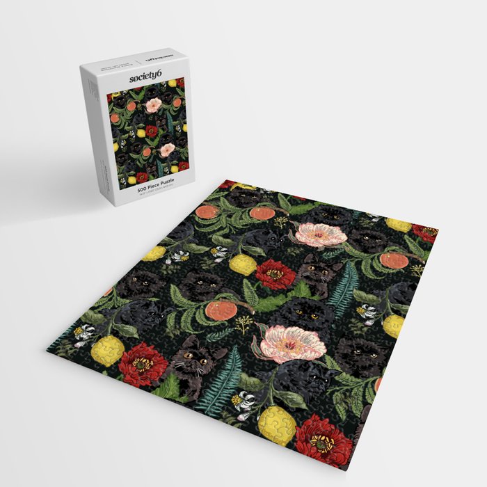 Botanical and Black Cats Jigsaw Puzzle Gallery Image 2
