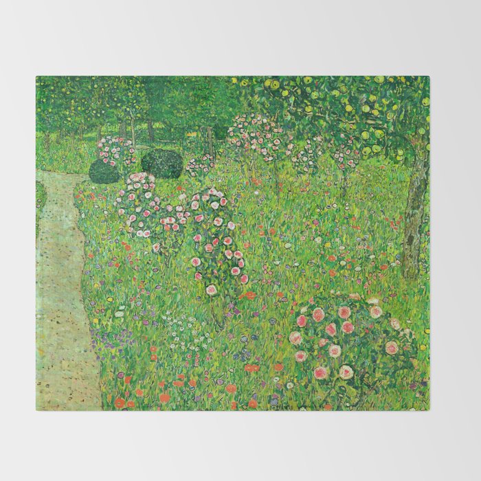 Gustav Klimt "Orchard With Roses" Throw Blanket Gallery Image 2