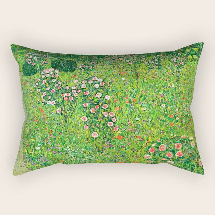 Gustav Klimt "Orchard With Roses" Rectangular Pillow Gallery Image 2