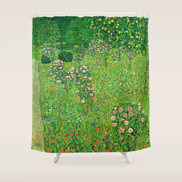 Gustav Klimt "Orchard With Roses" Shower Curtain Gallery Image 1