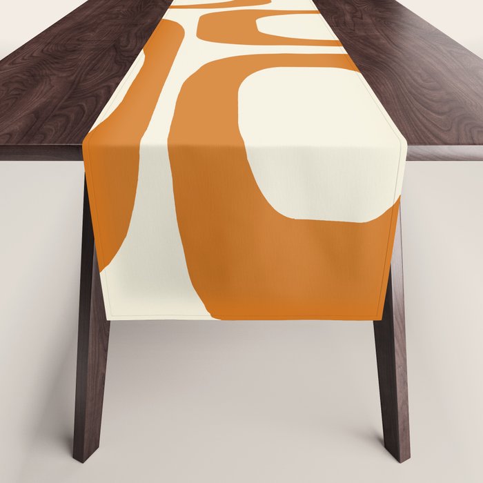 Mid Century Modern Shapes 1970s Orange #society6 #buyart  Table Runner Gallery Image 1