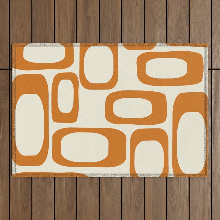 Mid Century Modern Shapes 1970s Orange #society6 #buyart  Outdoor Rug Gallery Image 1