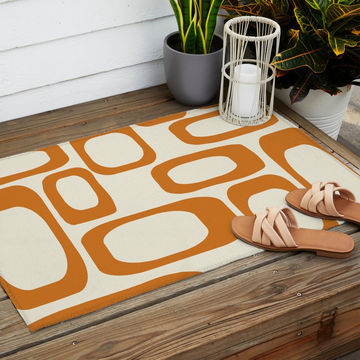 Mid Century Modern Shapes 1970s Orange #society6 #buyart  Outdoor Rug Gallery Image 2
