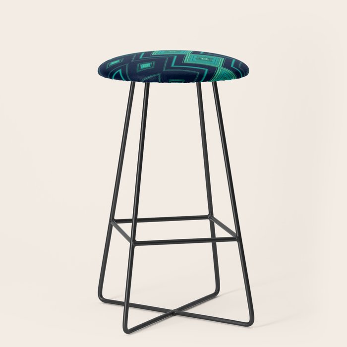 Indigo Teal Geo Stool Gallery Image 1
