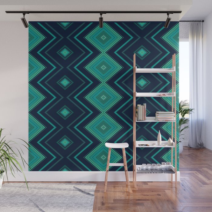 Indigo Teal Geo Wall Mural Gallery Image 1