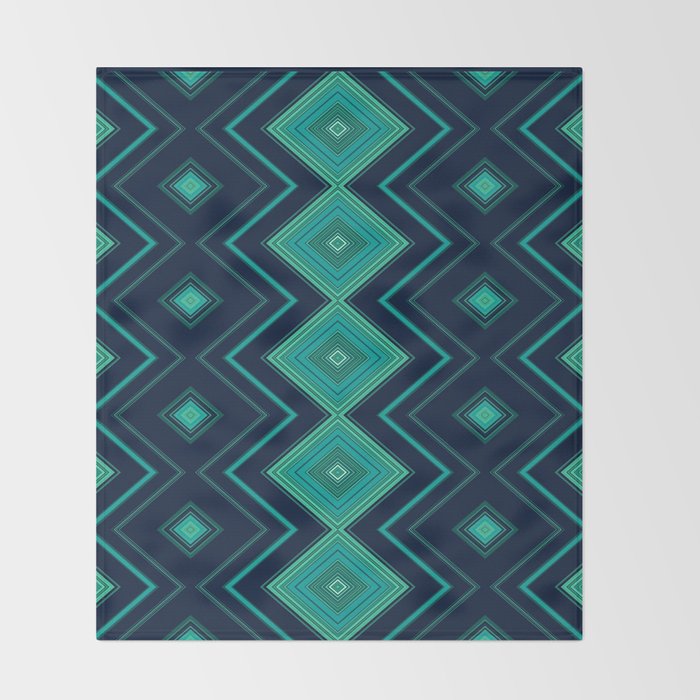 Indigo Teal Geo Throw Blanket Gallery Image 2