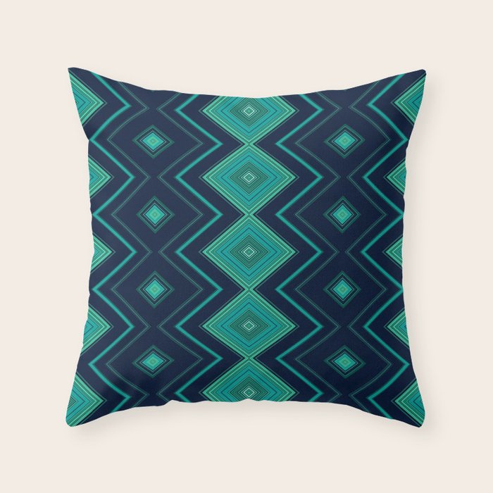 Indigo Teal Geo Throw Pillow Gallery Image 1