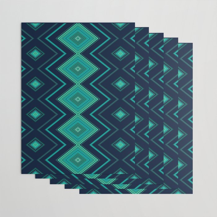 Indigo Teal Geo Wrapping Paper Gallery Image 3