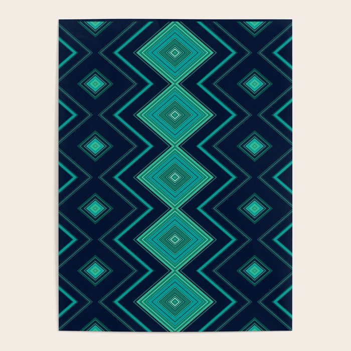 Indigo Teal Geo Poster Gallery Image 4