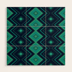 Indigo Teal Geo Wood Wall Art Gallery Image 1
