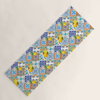 Tiles,mosaic,azulejo,quilt,Portuguese,majolica,lemons,citrus. Yoga Mat Gallery Image 1