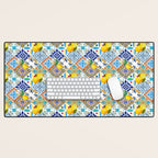Tiles,mosaic,azulejo,quilt,Portuguese,majolica,lemons,citrus. Desk Mat Gallery Image 1