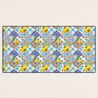 Tiles,mosaic,azulejo,quilt,Portuguese,majolica,lemons,citrus. Desk Mat Gallery Image 3