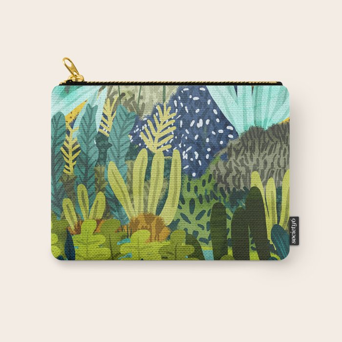Wild Jungle Painting, Forest Dark Botanical Nature, Plants Tropical Eclectic Modern Illustration Carry All Pouch Gallery Image 1