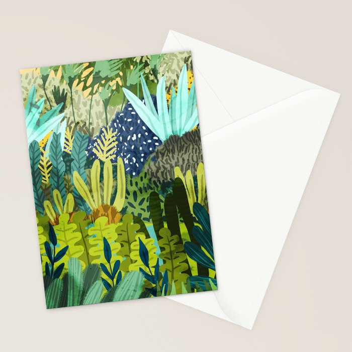 Wild Jungle Painting, Forest Dark Botanical Nature, Plants Tropical Eclectic Modern Illustration Stationery Card Gallery Image 2