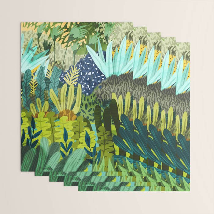 Wild Jungle Painting, Forest Dark Botanical Nature, Plants Tropical Eclectic Modern Illustration Wrapping Paper Gallery Image 3