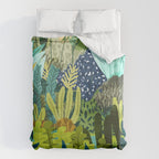 Wild Jungle Painting, Forest Dark Botanical Nature, Plants Tropical Eclectic Modern Illustration Duvet Cover Gallery Image 6
